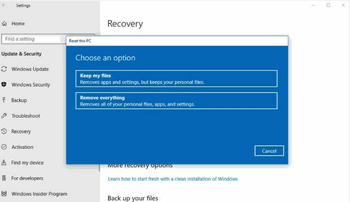 How to Factory Reset Windows 10 4