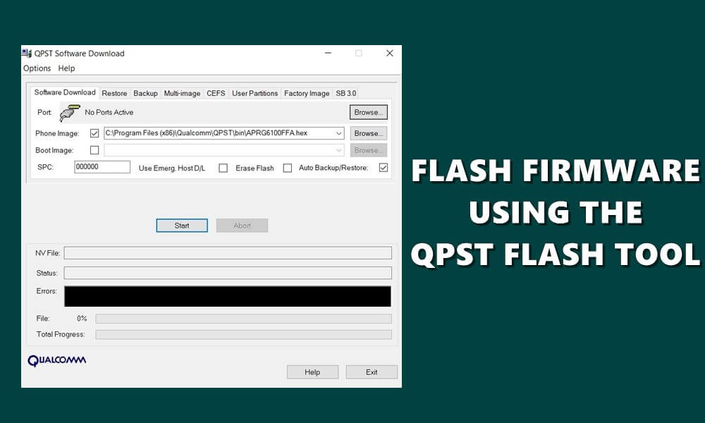 Flash firmware using the QPST flash tool